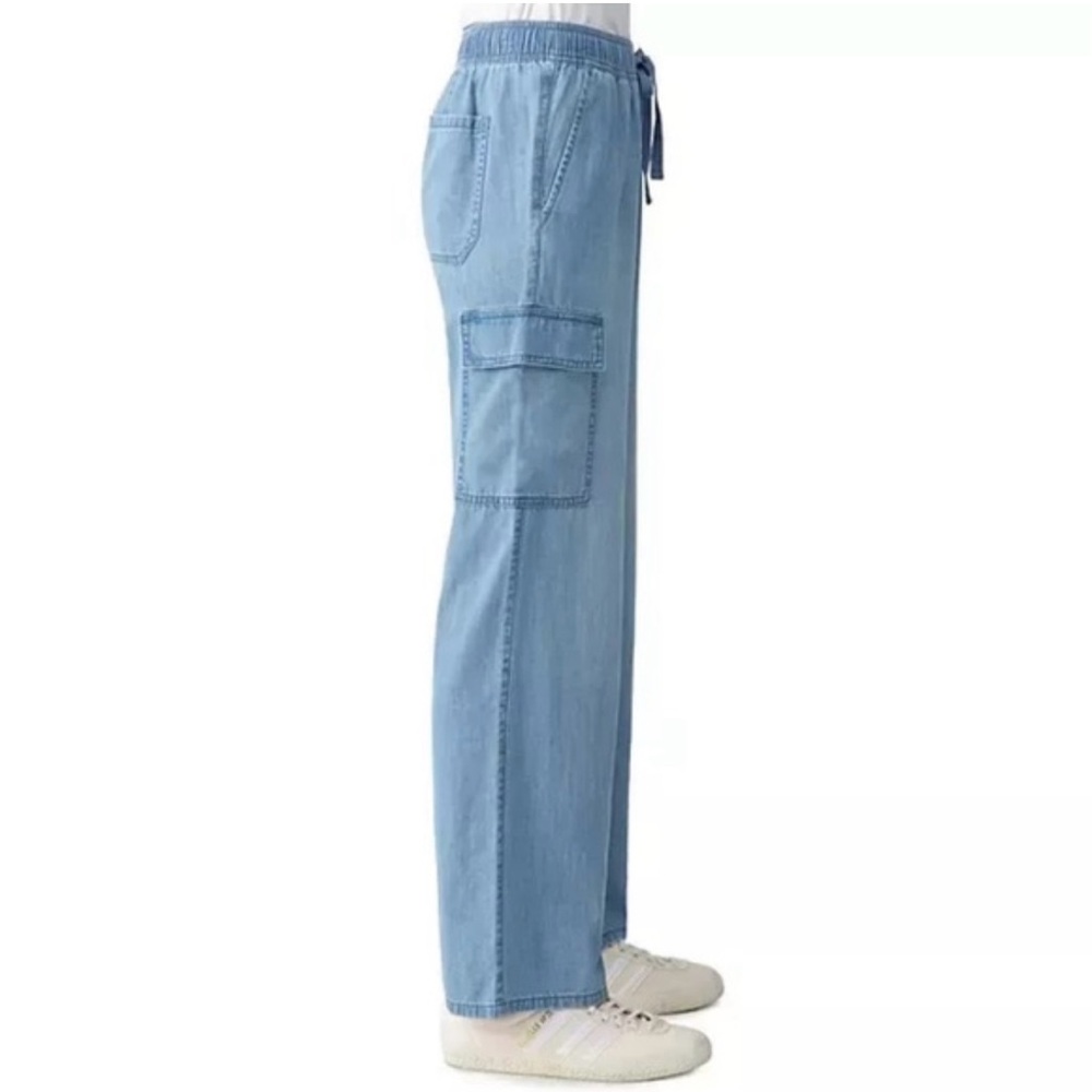 Sanctuary women’s size large caravan cargo pants with stretch waistband wide leg